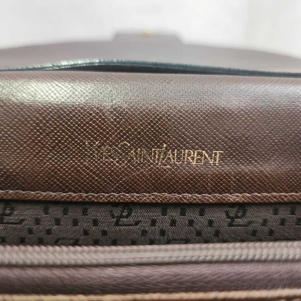 Authentic Vintage Brown Leather YSL 2-Way Bag With Digital COA